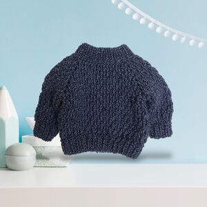 Crochet Baby Sweater 0-3 Months | Handmade Alpine Stitch Pullover | Sage